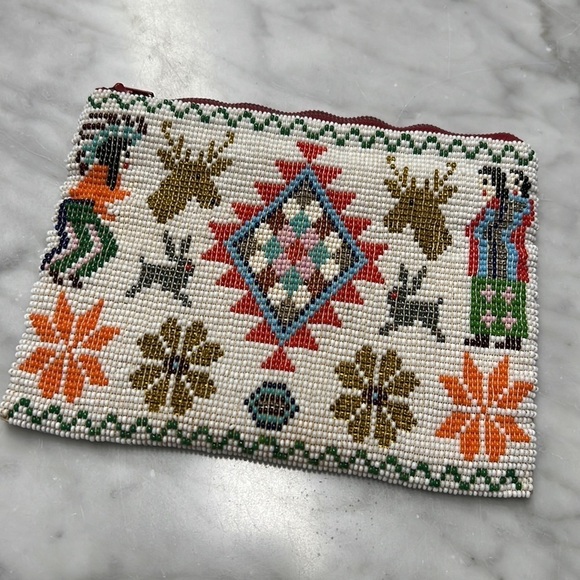 Native American Beaded Pouch with Leather Lining from 1920's Handmade - Picture 4 of 10